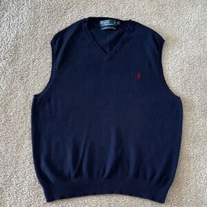 Polo by Ralph Lauren Men's Dark Blue V-Neck Sweater Vest Size XL
